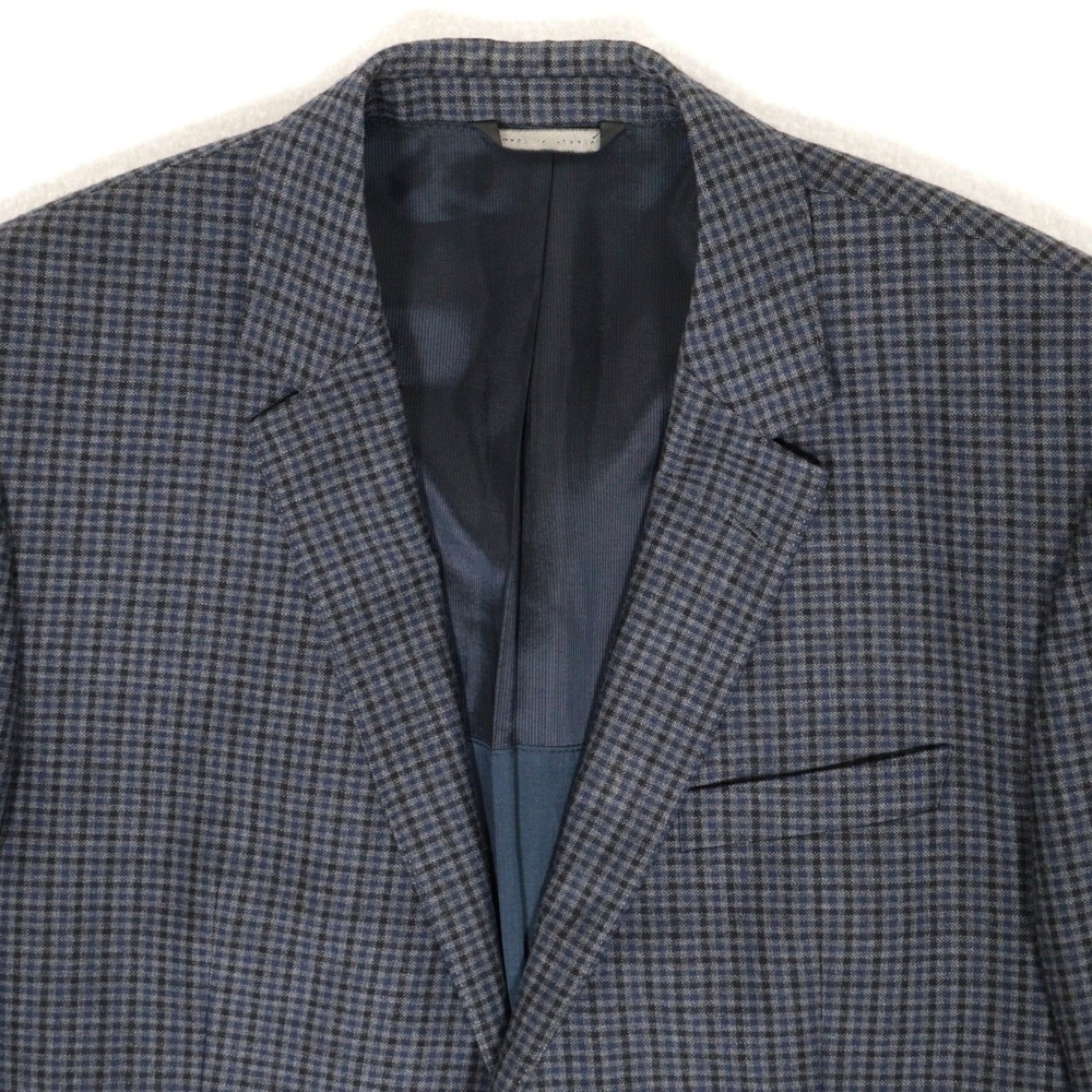Hugo Boss Sport Coat Blazer Micro Check Two Button Gray Blue Wool Men 42R